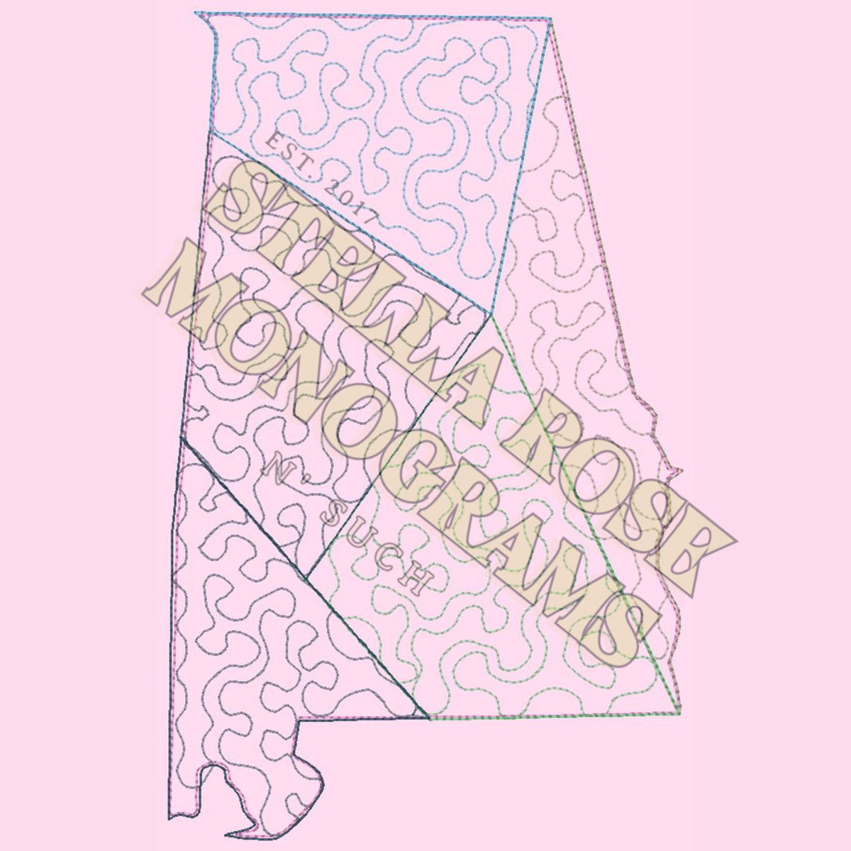 Alabama Quilted State Applique Embroidery Design Digital Download ...