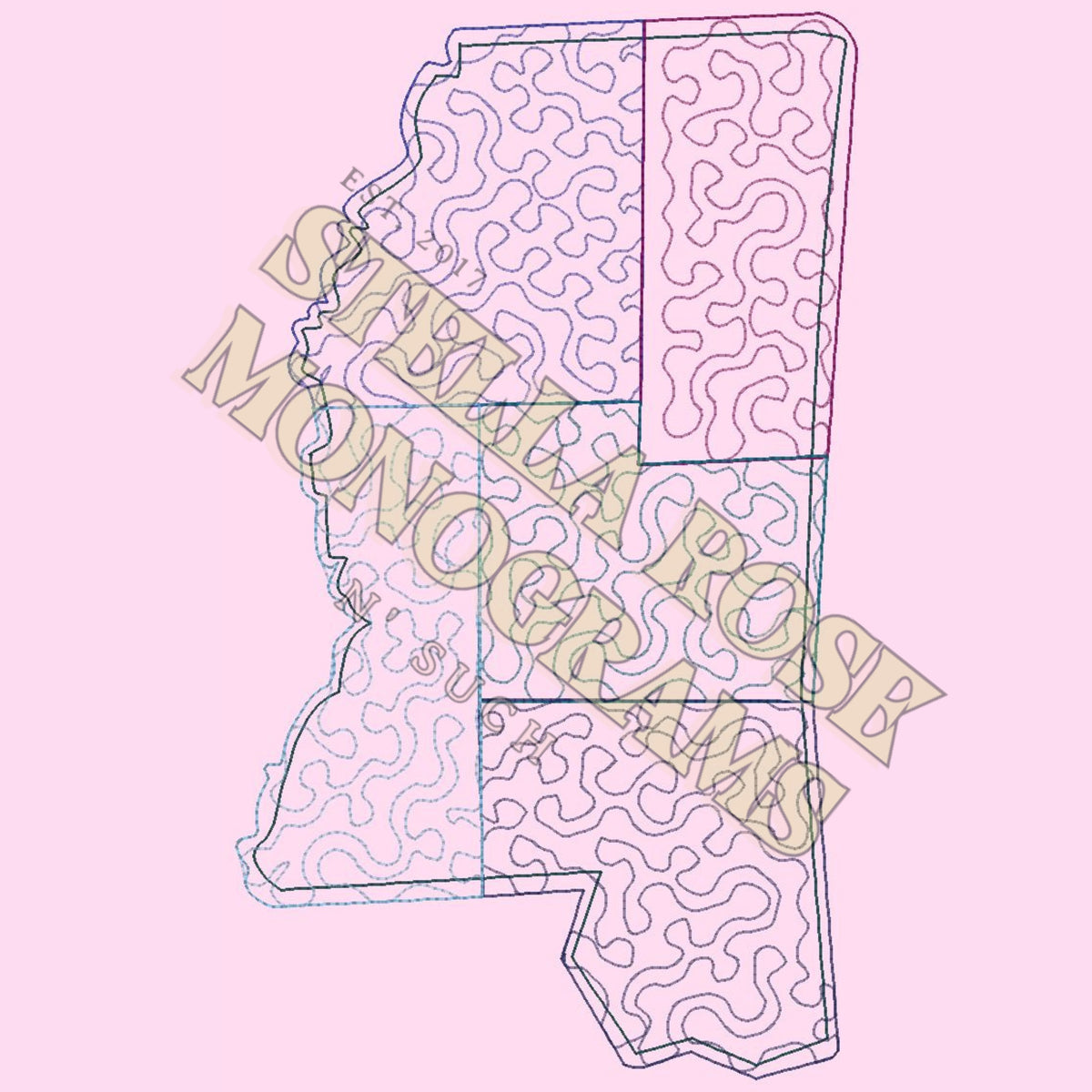 Mississippi Quilted State Applique Embroidery Design Digital Download ...