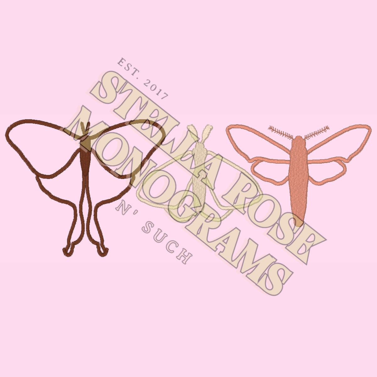 Moth Trio Applique Embroidery Design Digital Download – Stella Rose ...